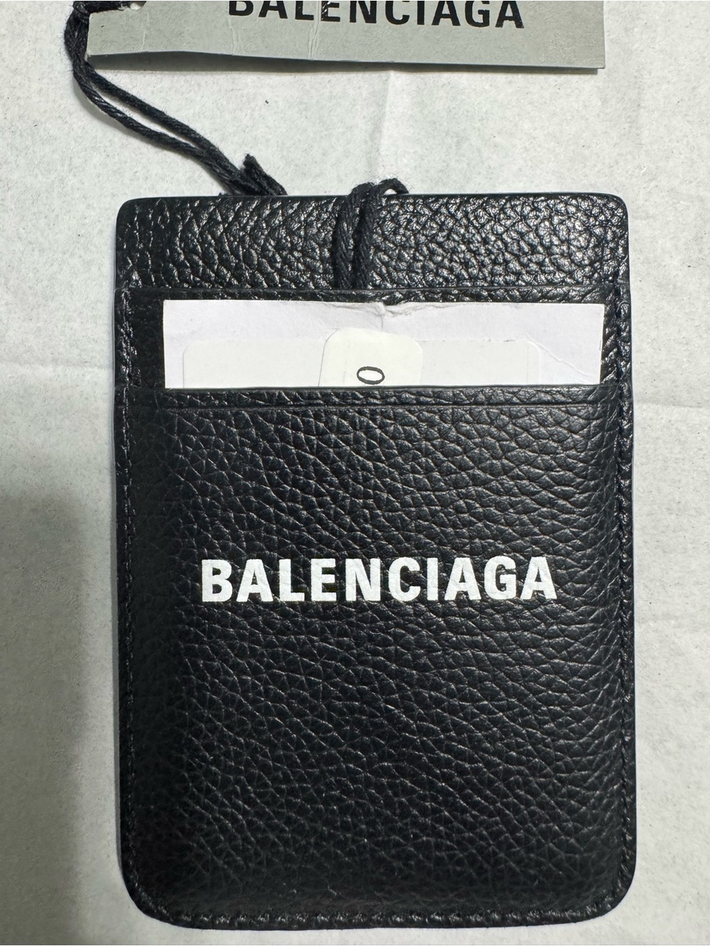 Balenciaga Black Pebbled Leather Card Sleeve - Picture 1 of 2